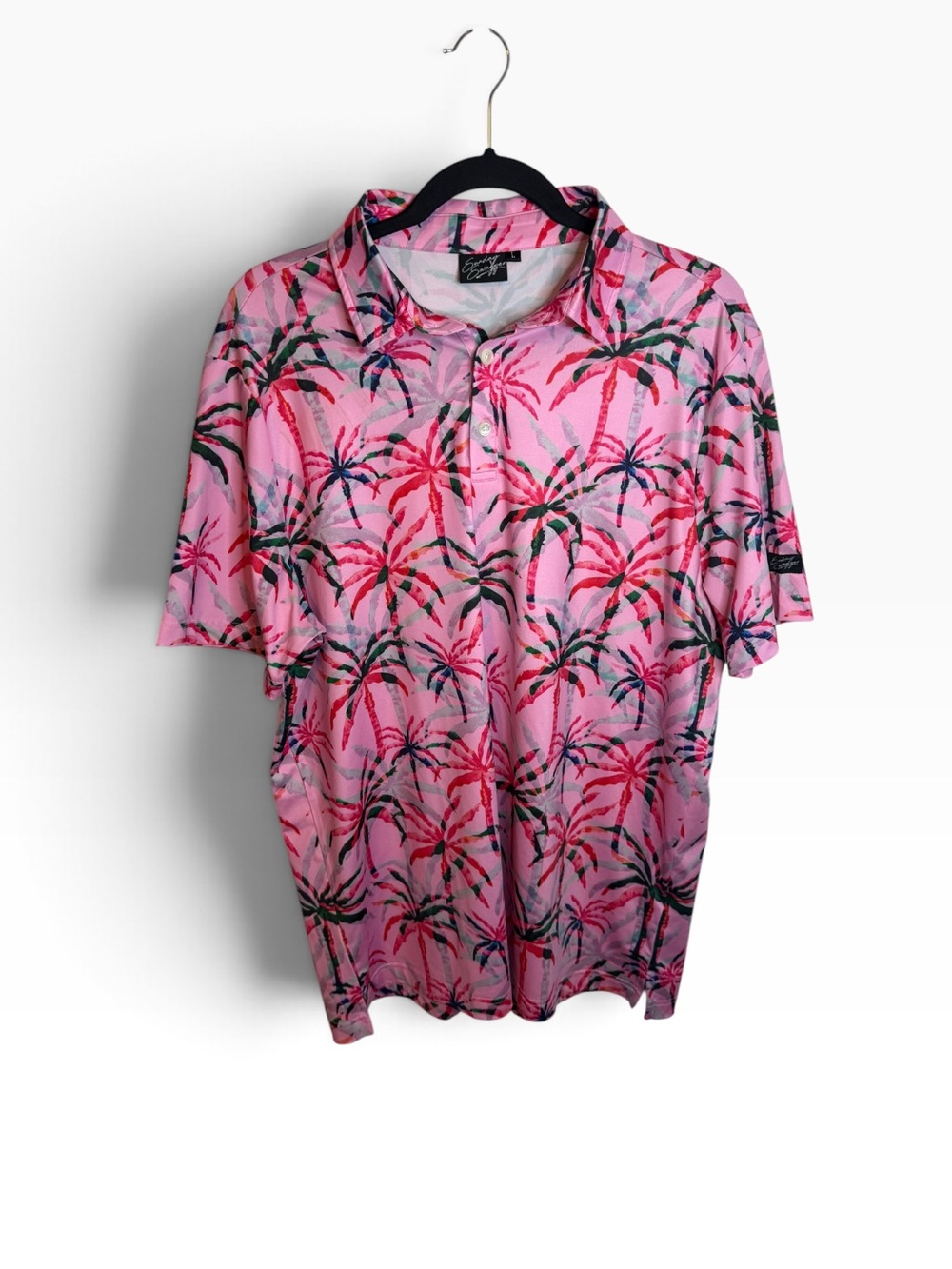 Sunday Swagger Pink Palm Tree Golf Polo